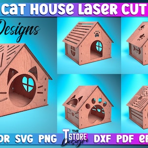 Cat House Laser Cut Bundle  | Cat Home Laser Design | Laser Cut SVG Bundle | CNC Files