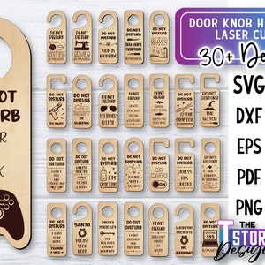 Door Knob Hanger Laser Cut SVG Bundle | Door Knob Design | Funny Sayings