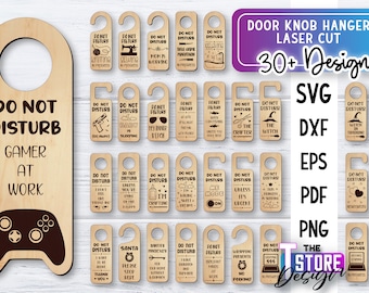 Door Knob Hanger Laser Cut SVG Bundle | Door Knob Design | Funny Sayings