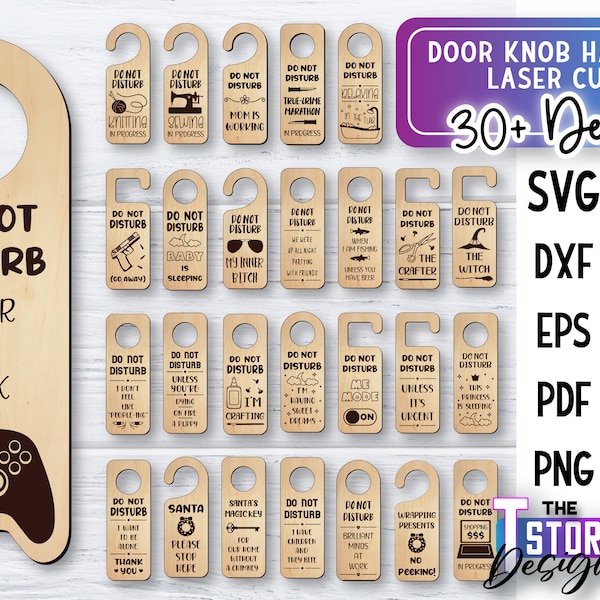 Door Knob Hanger Laser Cut SVG Bundle | Door Knob Design | Funny Sayings