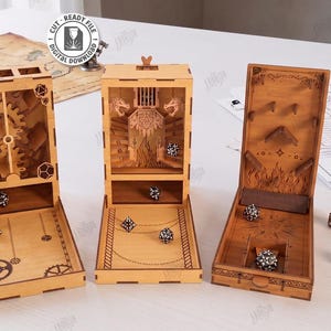 Tärningstorn svg - Laserskuren tärningsrulle - Fantasy RPG tärningskatapult Glowforge - Bordspelstillbehör svg