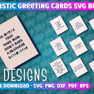 Paquete SVG de tarjetas de felicitación sarcásticas / Tarjeta de humor oscuro / Tarjeta de cumpleaños imprimible / Tarjeta de cumpleaños divertida / Citas atrevidas / Tarjeta de cumpleaños grosera