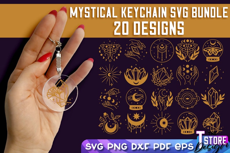 Mystische Schlüsselanhänger SVG Bundle Magischer Schlüsselanhänger SVG Design Bild 1