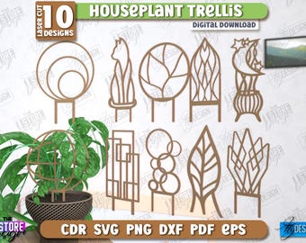 Kamerplant plantstokken lasergesneden bundel, houten plantenlatten svg, bloemstokken svg, plantmarkering svg, tuinpaal, houten plantsteun