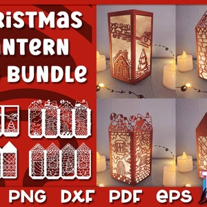 Christmas Lantern SVG Bundle | Paper Cut SVG | Christmas Design