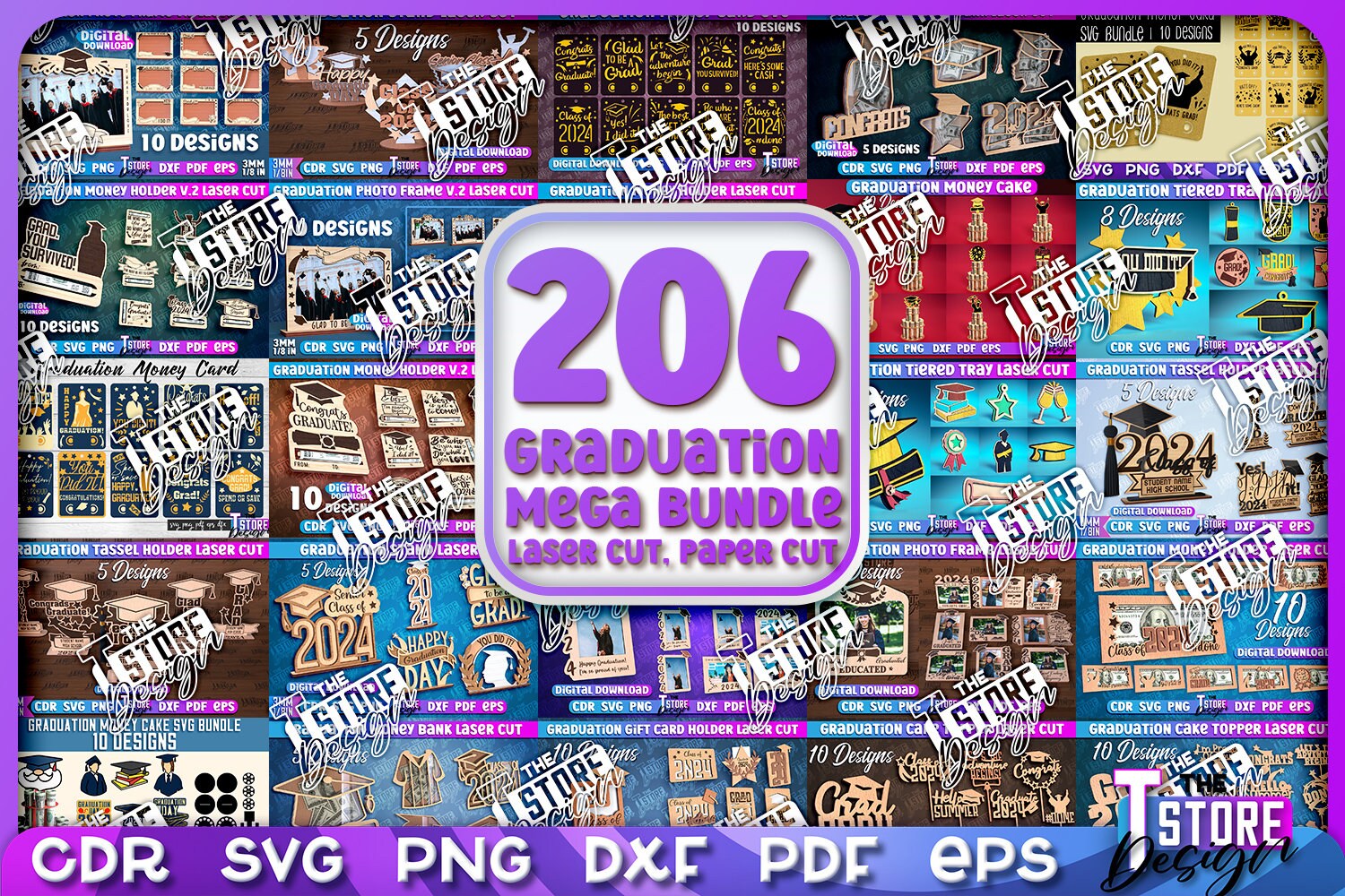 Graduation Mega Bundle | Mega Grad SVG Bundle | Class of 2024  Laser Cut Mega Bundle | Graduation 206 Lasercut Designs | 3D Grad  lasercut