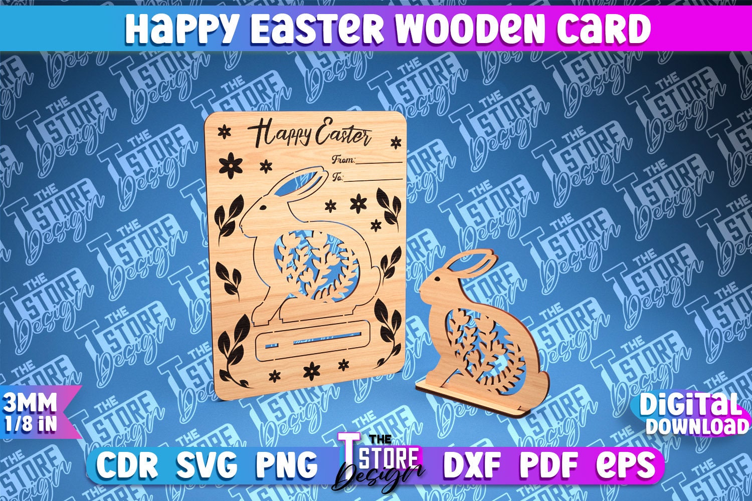 Happy Easter Wooden Card Laser Cut SVG Bundle | 3D Easter Card | Easter ...