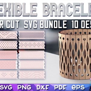 Flexible Bracelets Laser Cut SVG Bundle | Bracelets SVG Design | CNC Files