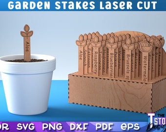 Pacote SVG de estacas de jardim | Plantas Estacas SVG Design | Arquivos cortados a laser | Arquivos CNC v.3