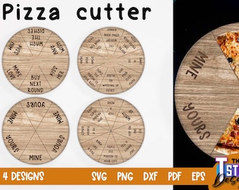 Pizzaschneider Lasercut | Küchen SVG Design | Laser Cut Dateien | Pizza Brettspiel