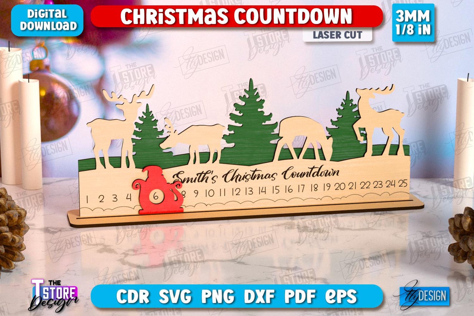 3d Christmas Countdown Laser Cut Bundle, Days Until Christmas Svg, Xmas ...