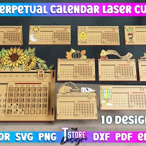 3D Perpetual Calendar Laser Cut Bundle, Desk Calendar Laser Cut, Eternal Calendar Lasercut, Wooden Calendar, 3D Wooden Calendar with Sliders