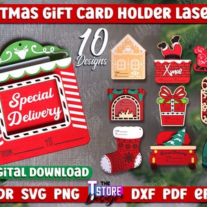Pacchetto porta carte regalo di Natale 3D, Porta carte regalo tagliato al laser, Carta di denaro di Natale, Buon Natale, Citazioni di Natale, Natale personalizzato