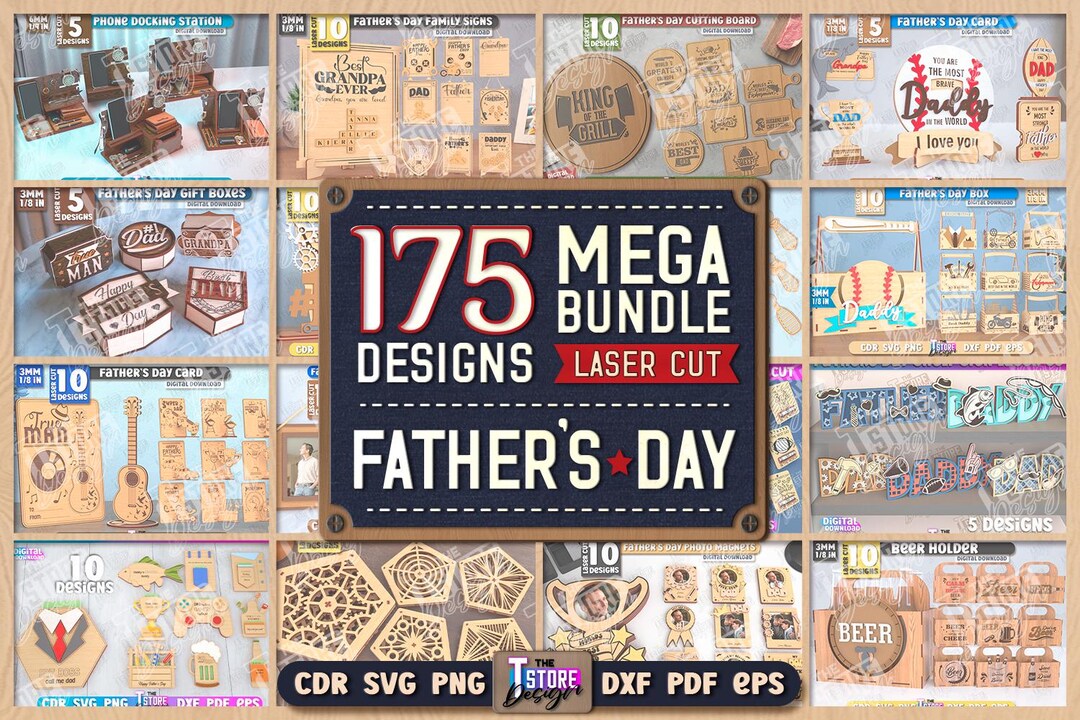 175 Father's Day Mega Bundle Lasercut, Father's Day Gifts, 3D Men's ...