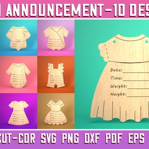 Birth Announcement Laser Cut SVG Bundle | Birth SVG Design | Laser Cut ...