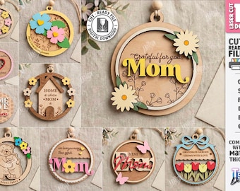 Mother's Day ornament laser cut bundle, layered laser cut ornaments, personalized mom gift, mothers dqay quotes, grandma svg, best mom ever