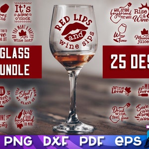 Glass Etching Designs. Wine Glass SVG Bundle. Stencil svg v2 By Fly Design