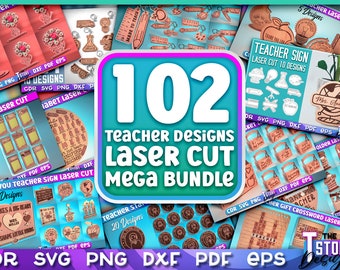 Enseignant découpé au laser Mega Bundle SVG | Fichiers CNC scolaires | Enseignant, méga lot de gravure SVG