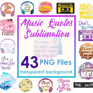 Music Quotes Sublimation Bundle | Funny Sublimation Design