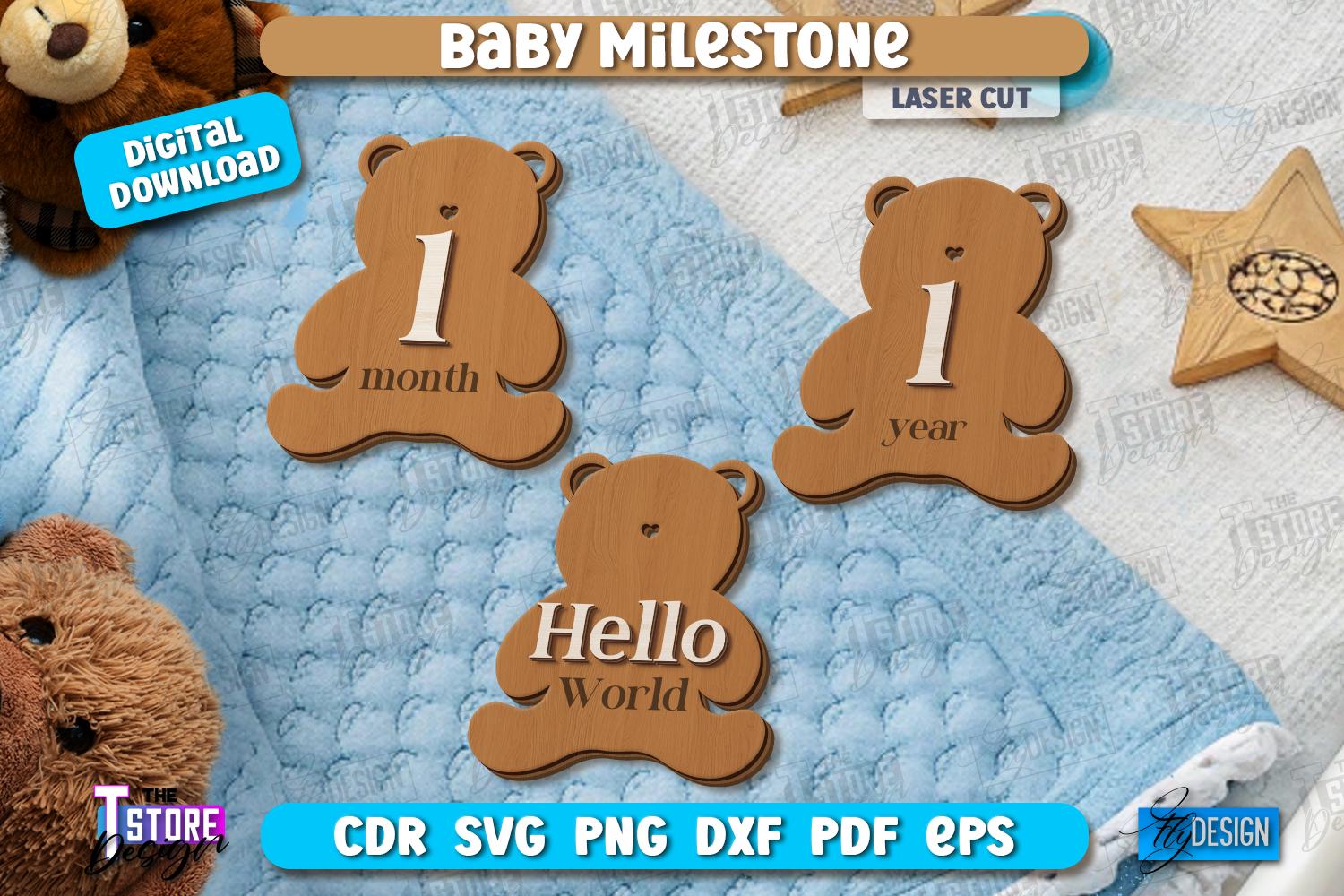Baby Milestone Laser Cut Bundle, Rattan Milestones Set, Monthly Baby ...