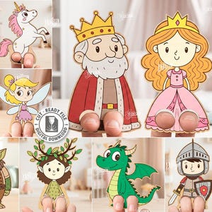 Peut inclure: Une collection de dix modèles découpés au laser représentant des personnages de contes de fées, dont un magicien, une licorne, un roi, une princesse, un gnome, une fée, un troll, un esprit de la forêt, un dragon et un chevalier. Téléchargement numérique.