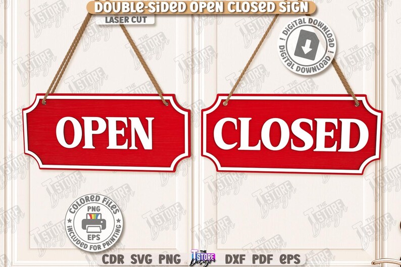 Double-sided Open Closed Signs Laser Cut Bundle, We Are Open We Are ...