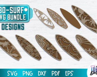 3d Surf SVG Bundle | Wood Laser Cut Design | Summer SVG | Beach Vibes SVG