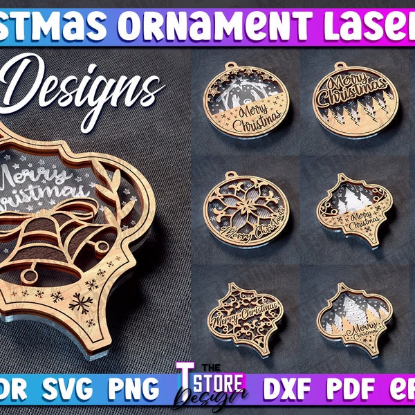 Christmas Ornament Laser Cut SVG Bundle | Christmas Ornament  SVG Design | Laser Cut Files