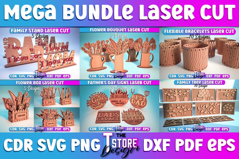 Lasergesneden megabundel SVG CNC-bestanden Gravure SVG afbeelding 7