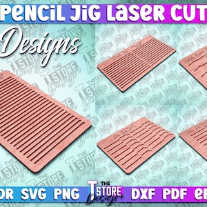 Potlood Jig Lasergesneden SVG-bundel | Pen graveur SVG-bestand | Horlogebandgravure