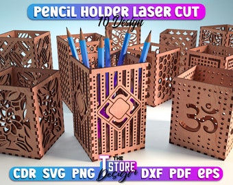 Bleistifthalter Laser Cut SVG Bundle | Bleistifthalter Laser Cut SVG Bundle | CNC-Dateien