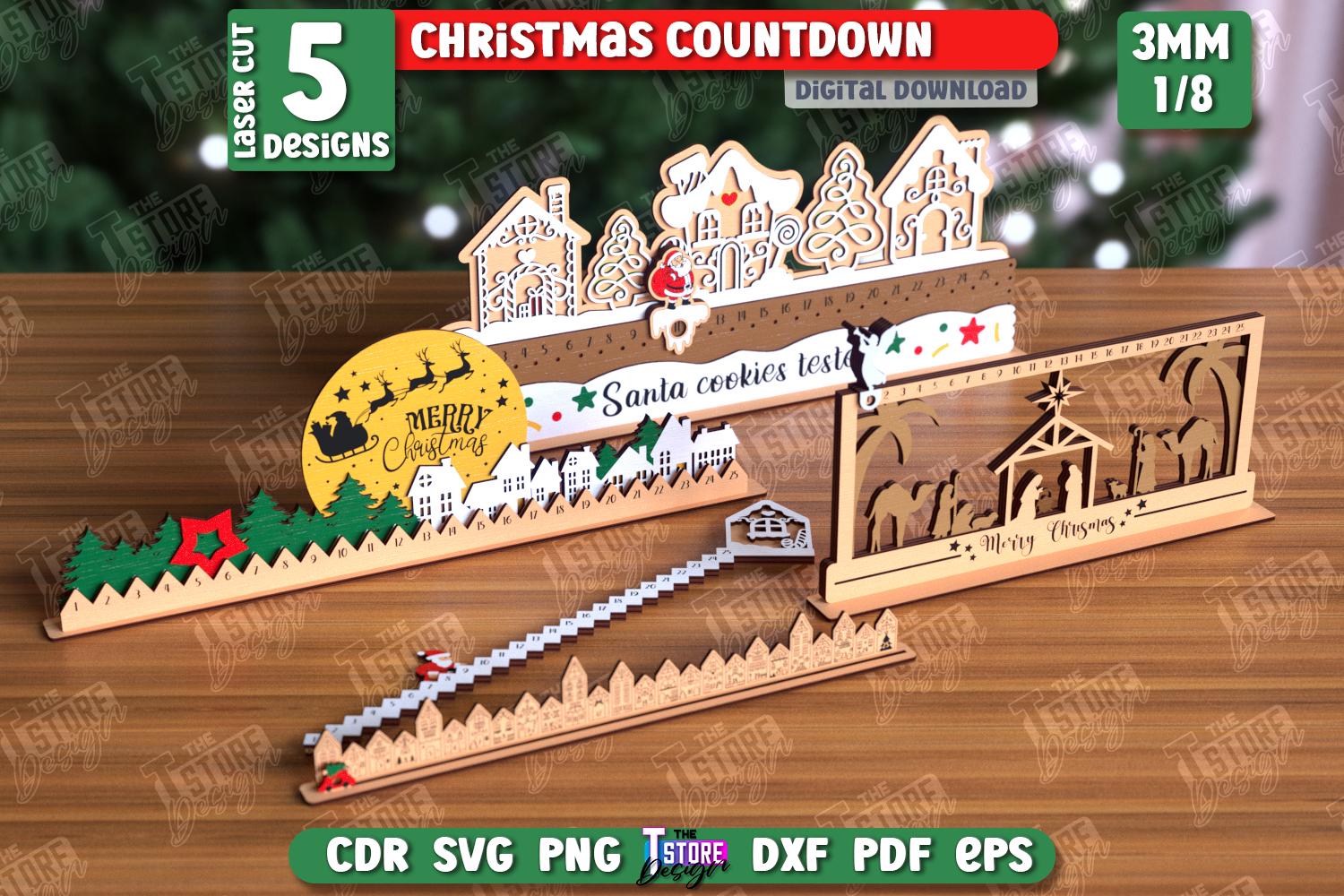 3d Christmas Countdown Laser Cut Bundle, Days Until Christmas Svg, Xmas ...