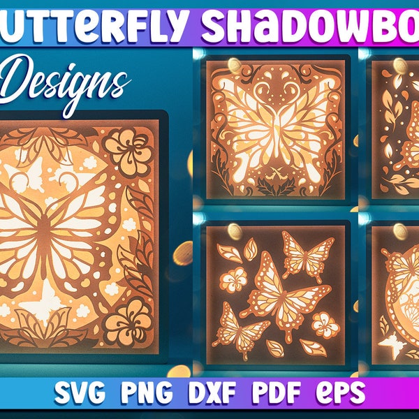 Butterfly Shadowbox SVG | Paper Cut Files | Paper Butterfly SVG Design