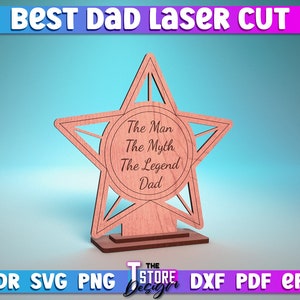 Best Dad Laser Cut SVG Bundle Award Trophy SVG Design Laser Cut Files zdjęcie 6