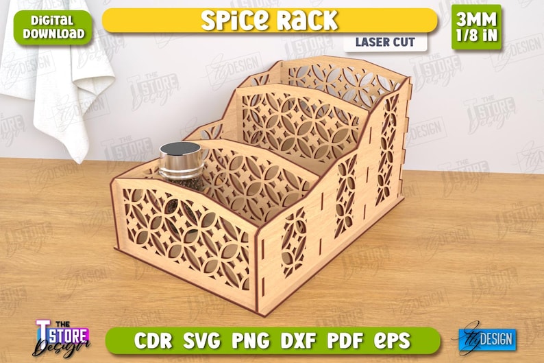 Spice Rack Lasercut Bundle, Wooden Spice Caddy, Kitchen Spice ...