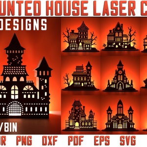 Haunted House Laser Cut Bundle  | Halloween Home Laser Design | Laser Cut SVG Bundle | CNC Files
