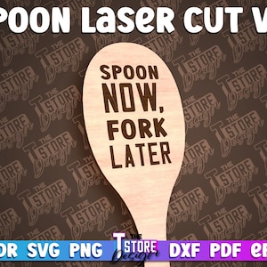Spoon Laser Cut SVG Bundle Spoon Engraving Quotes SVG Design Kitchen Quotes Cut File zdjęcie 4