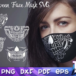 Halloween Face Mask SVG. Face Mask Designs. Sugar Skull SVG