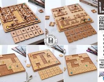 Jogo de Tabuleiro Labirinto em SVG - Jogo de Labirinto Cortado a Laser - Jogo de Quebra-Cabeça de Madeira - Jogo de Tabuleiro para Família em SVG - Arquivo de Jogo de Estratégia - Jogo Glowforge