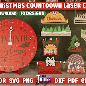 Christmas Countdown Laser Cut Bundle, Days Until Christmas Countdown Calendar, Christmas Advent Calendar Lasercut, Christmas Candy Countdown