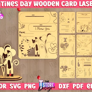 Lot de cartes en bois Saint-Valentin découpées au laser, Carte pop-up 3D de la Saint-Valentin, Carte puzzle 3D, Cadeau personnalisé, Carte en bois, Cartes de voeux