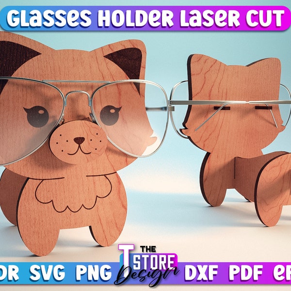 Glasses Holder Laser Cut SVG Design | Accessories Holder Laser Cut SVG  | Cat Glasses Holder | Kitty Glasses Holder Lasercut | CNC Files
