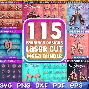 Ohrringe Laser Cut Mega Bundle SVG | Zubehör Plotterdatei | Ohrringe Mega Bundle | Gravur SVG