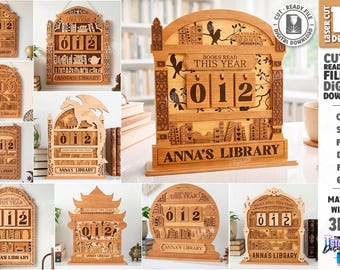 Pacote de marcadores de livros recortados a laser em SVG, decoração para biblioteca (download digital)