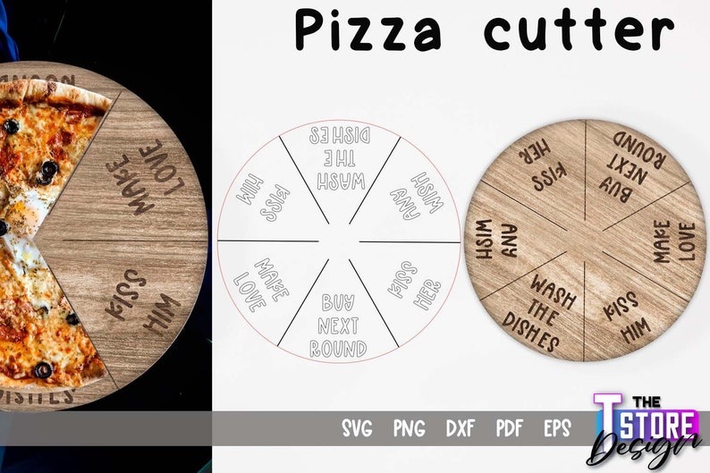 Pizza Cutter Laser Cut / Diseño SVG de cocina / Archivos de corte láser / Juego de mesa de pizza imagen 4