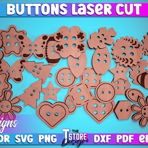 Buttons Laser Cut SVG Bundle | Buttons SVG Design | CNC Files