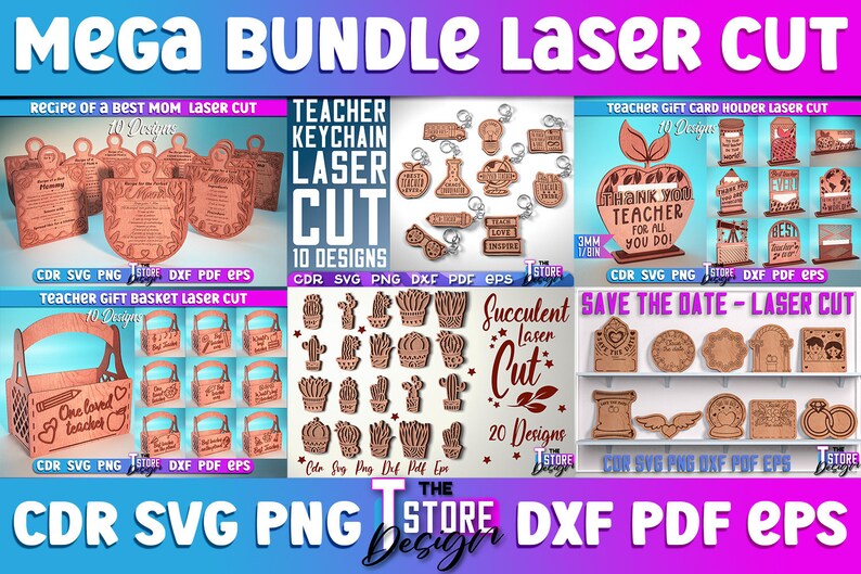 Laser geschnittenes Mega Bundle SVG CNC-Dateien Gravur SVG Bild 3