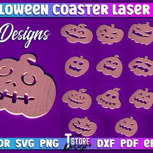 Halloween Coasters Laser Cut SVG Bundle | Halloween SVG Design | Coasters Laser Cut Files