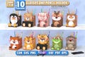 3d pencil and glasses holder laser cut bundle, animal desk organizer laser cut, kids svg, eyeglass stands, pencil holder, cute animals faces product logo