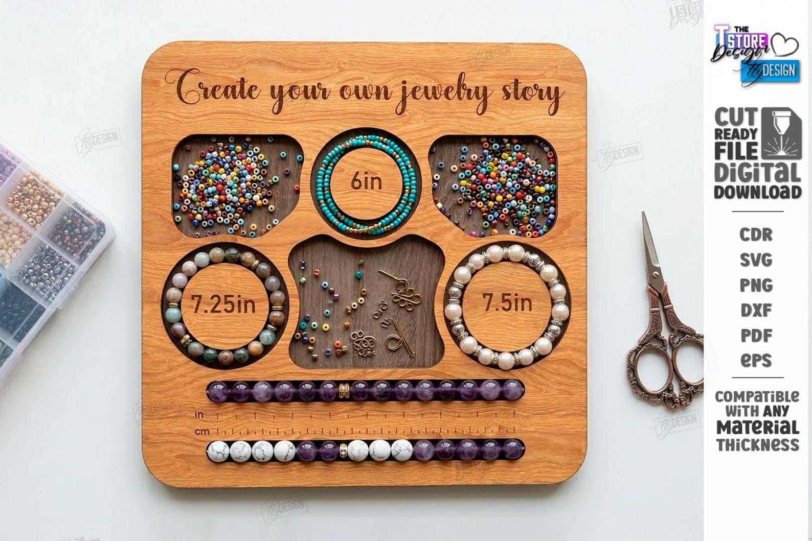 Bead Tray Laser Cut - DIY Bracelet CNC - Jewelry Organizer Board ...